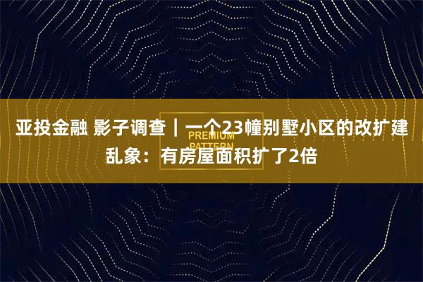 亚投金融 影子调查｜一个23幢别墅小区的改扩建乱象：有房屋面积扩了2倍